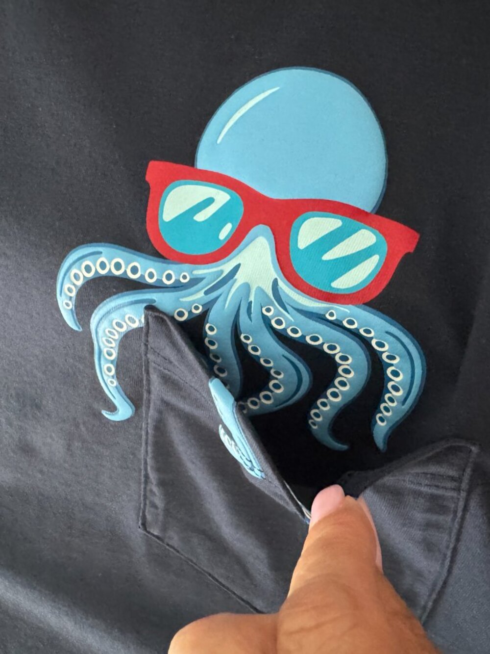 IUMAN Intimissimi Octopus Print Short Cotton T-Shirt Dark Blue New, Size XL - Picture 11 of 16